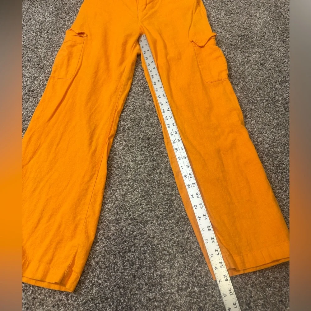 Love Tree Orange Linen Cargo Pants- Size L - Picture 4 of 5
